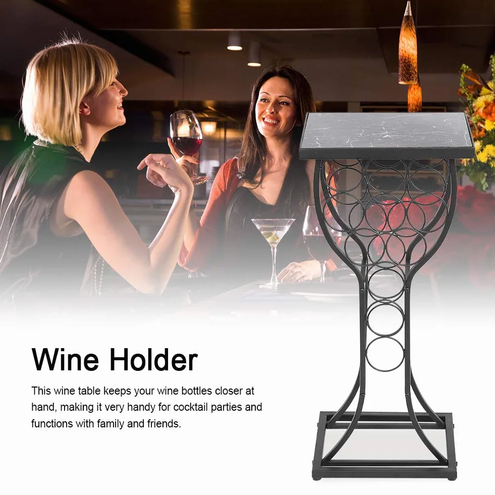 Cocoarm Stojak na Wino z Metalu i Marmuru, 11 Butelek, Elegancki Organizer na Napoje