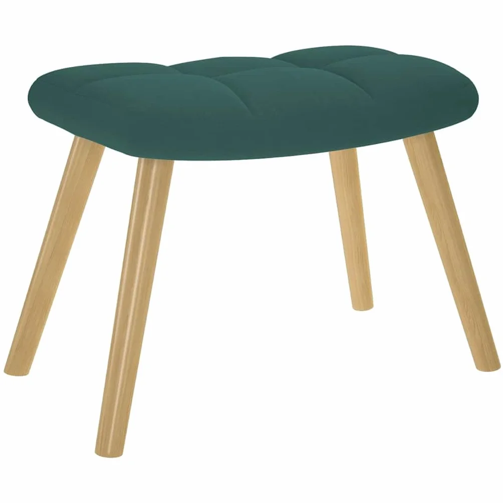 Fotel bujany z podnóżkiem, ciemnozielony materiał, tapicerowany podłokietnikiem i oparciem, ergonomiczny, drewniana rama, do salonu, na balkon, do pokoju dziecięcego, relaksu, czytania