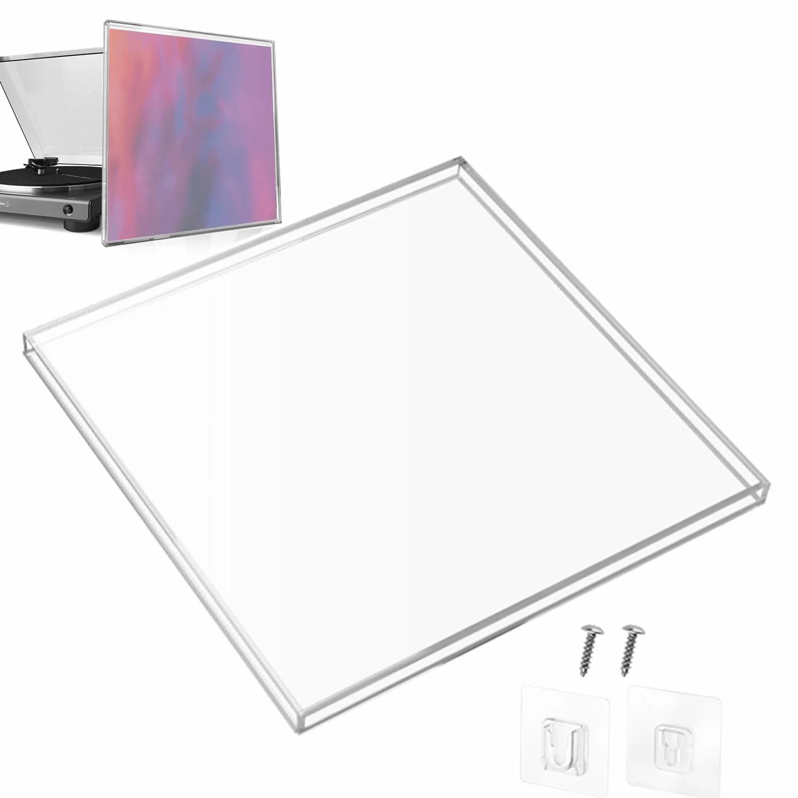 Akrylowy stojak na płyty winylowe, półka ścienna na albumy muzyczne, minimalistyczna witryna na karty fotograficzne, stylowy organizer na płyty i pamiątki