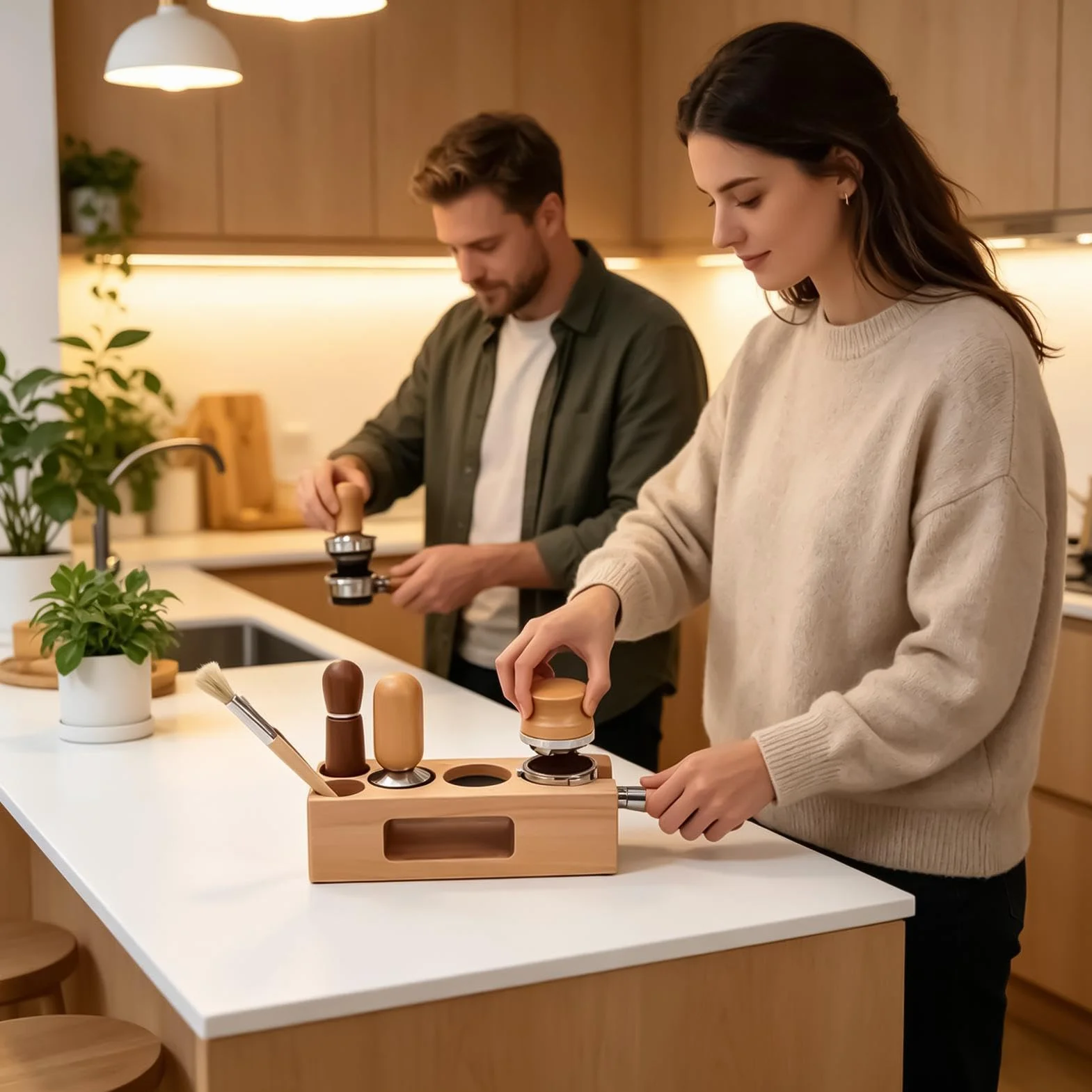 Stanowisko do tampowania espresso Antypoślizgowe pojemniki na espresso | Stacja organizera kawy domowego do użytku na blacie kuchennym, w jadalni, sklepie, barze, akademiku, kuchni, mieszkaniu