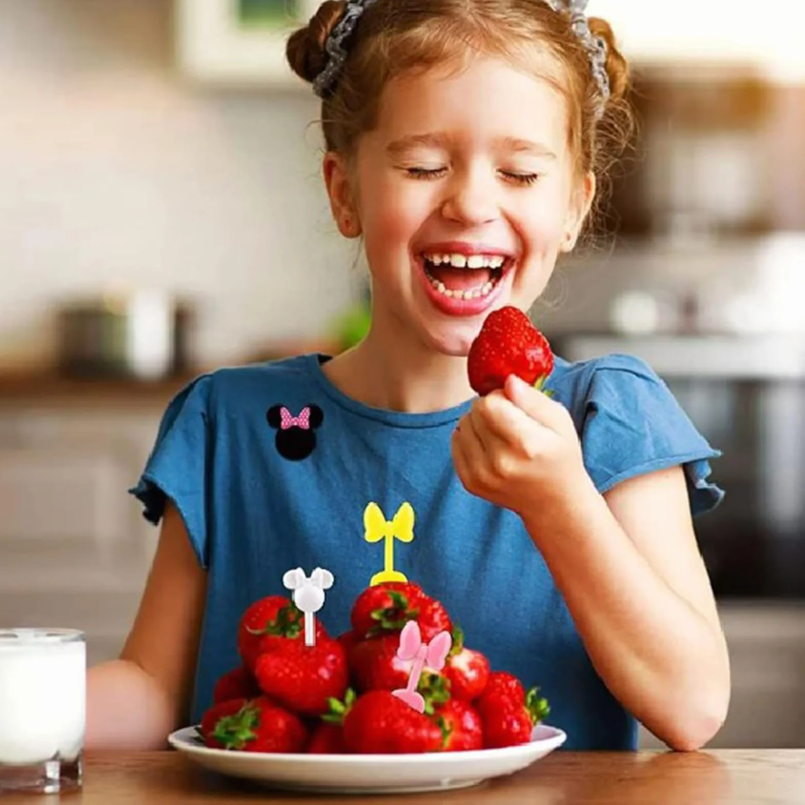 60 sztuk widelczyków do owoców z tworzywa sztucznego, mini kreskówkowe widelczyki do owoców, widelczyki do owoców, dla dzieci, wielokrotnego użytku, wykałaczki do owoców, do pudełka na lunch, na