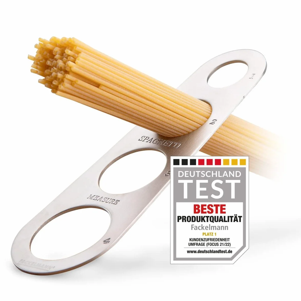 Fackelmann Miarka do spaghetti do makaronu (spaghetti) – dozownik makaronu dla maksymalnie 4 osób – łatwy pomiar ilości makaronu