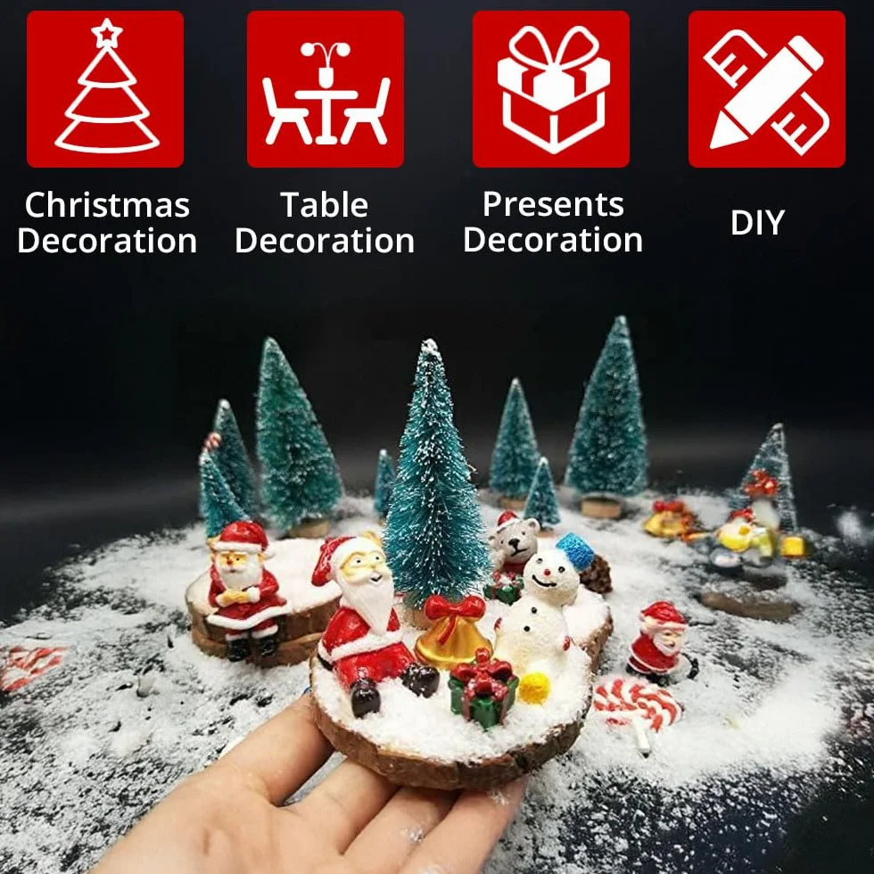 Mini Choinka Bożonarodzeniowa, Miniaturowe Drzewka Sztuczne z Drewnianą Podstawą do Dekoracji Stołu lub Wystawy – Zestaw 9 szt. – 10/16/22CM
