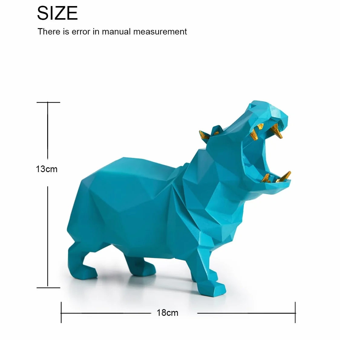 Amoy-Art Hippo Prezenty Sztuka Rzeźba Zwierzę Wystrój Nowoczesna Figurka Domowa Statua Stół Centralny Rzemiosło Polyresin Ornament Niebieski 18 cm