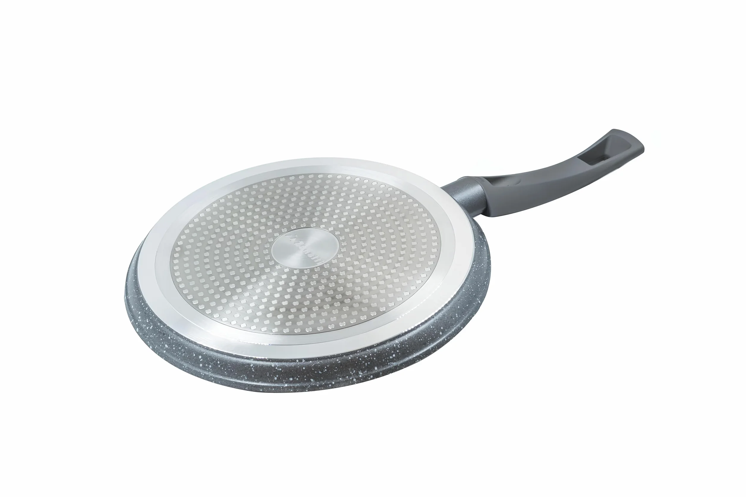 zanetti - DURAPIETRA naleśniki 25 cm aluminium, nieprzywierająca patelnia do naleśniki o wysokiej grubości, efekt kamienia i miękki uchwyt dotykowy, do każdego planu gotowania w tym indukcji