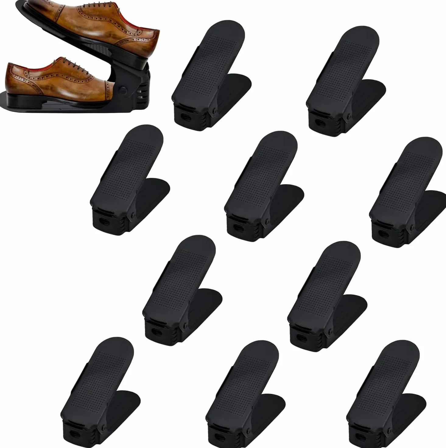 Regulowany regał na buty 3 poziomy antypoślizgowy organizer czarny 20 sztuk