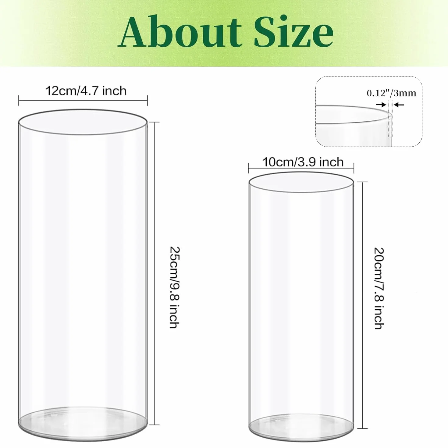 Akrylowy wazon przezroczysty plastikowy cylindryczny na kwiaty 20x10 25x12 cm