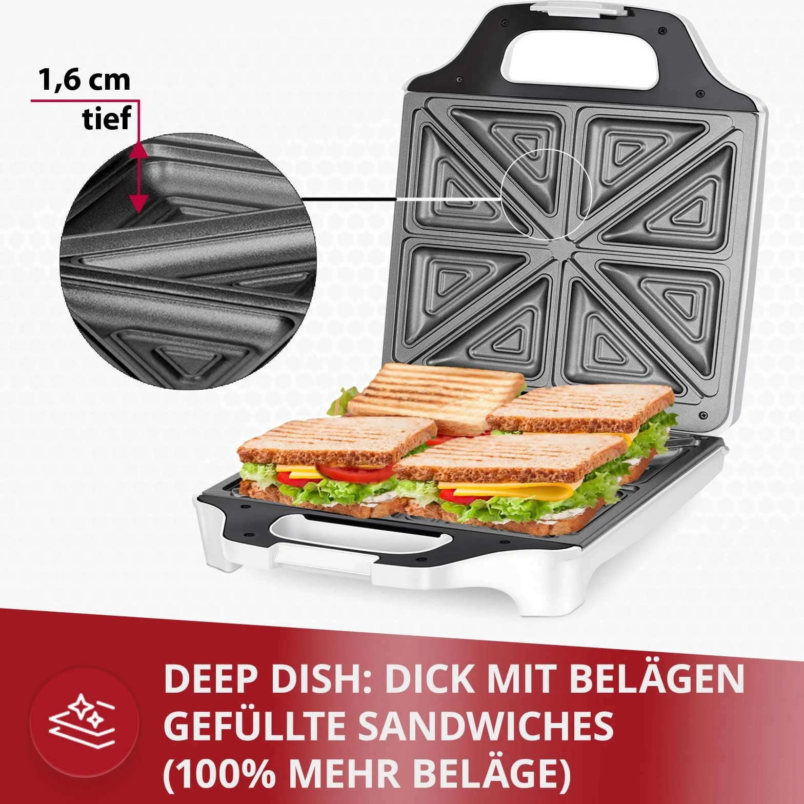 MPM MOP-45M Opiekacz do kanapek 1600 W Biały Srebrny