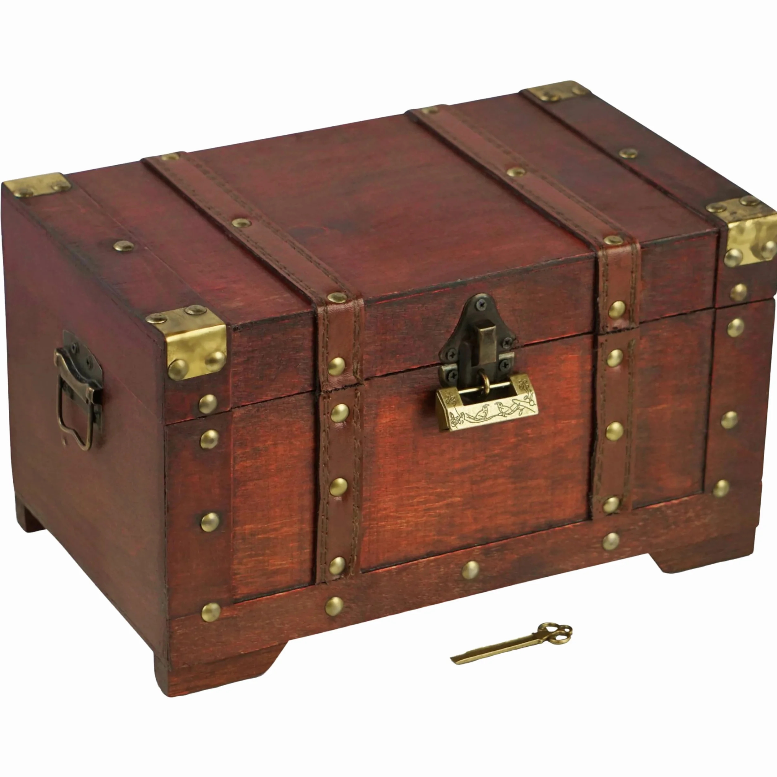 Brynnberg - Skrzynia skarbów - Trwała produkcja drewna i metalu - Vintage, unikalny i rzemieślniczy design z zamknięciem z przodu - Uderzający element dekoracyjny - Miami 28x17x16cm