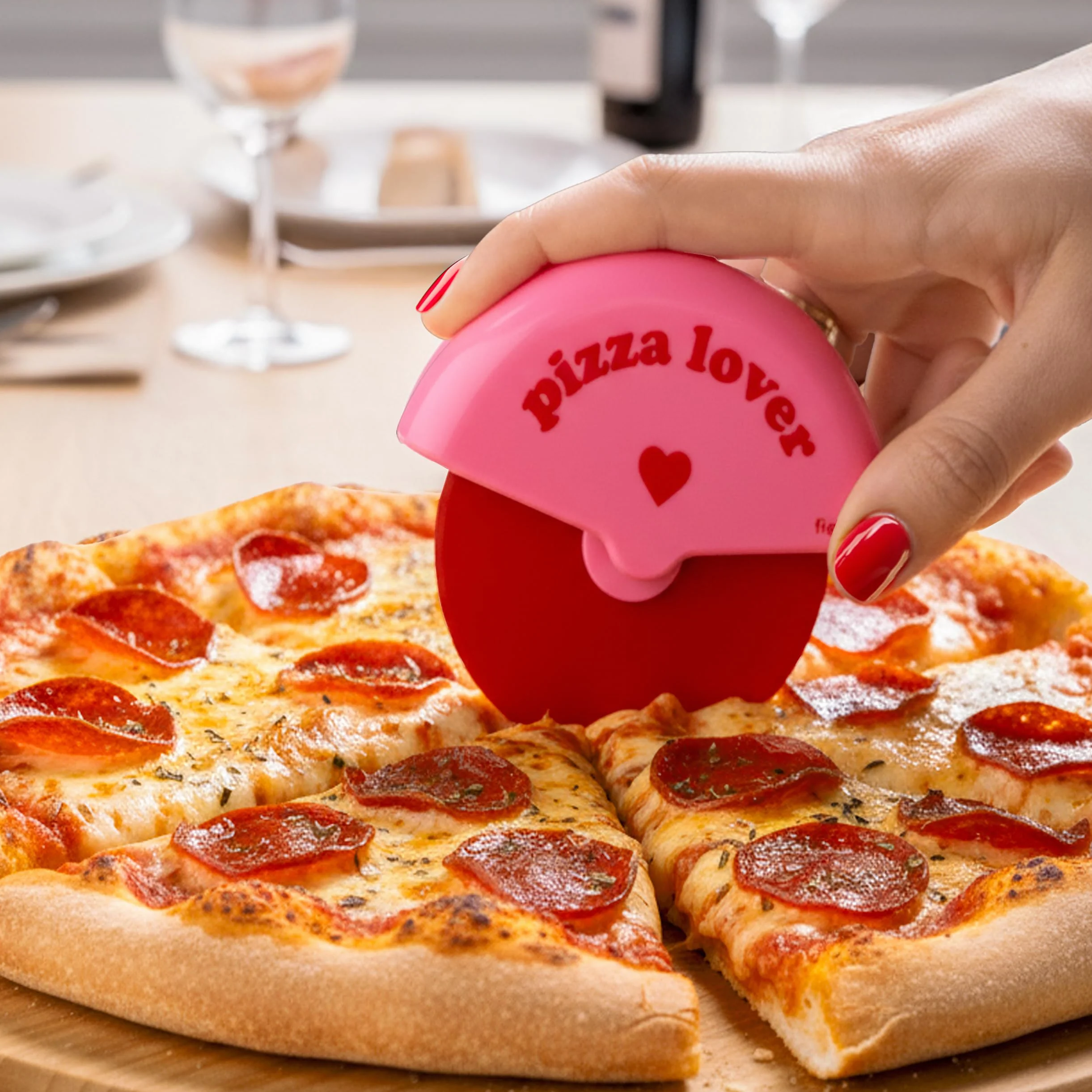 Fisura Oryginalny nóż do pizzy ze stali nierdzewnej i tworzywa ABS 7,5 x 5,5 cm
