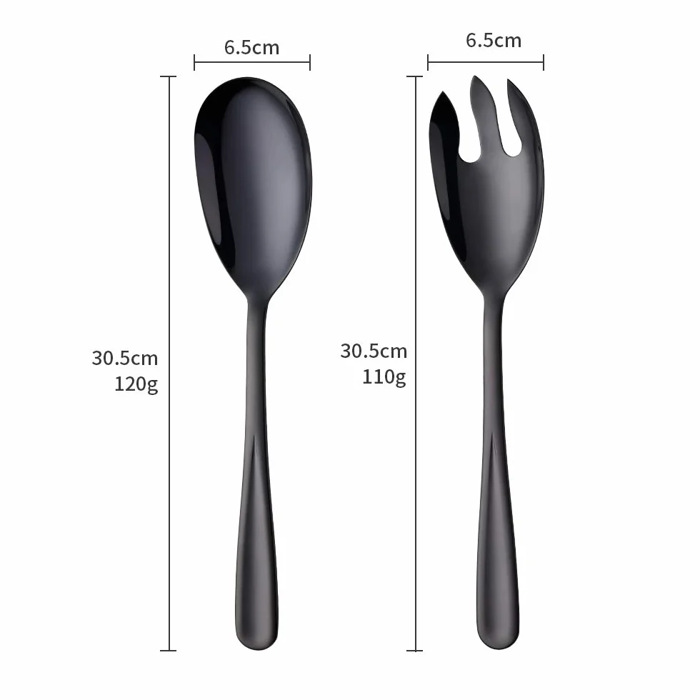 Do Buy ing łyżka do sałaty i widelec do sałatek czarny zestaw sztućców do sałaty ze stali nierdzewnej 2 sztuki 30,5 cm długości