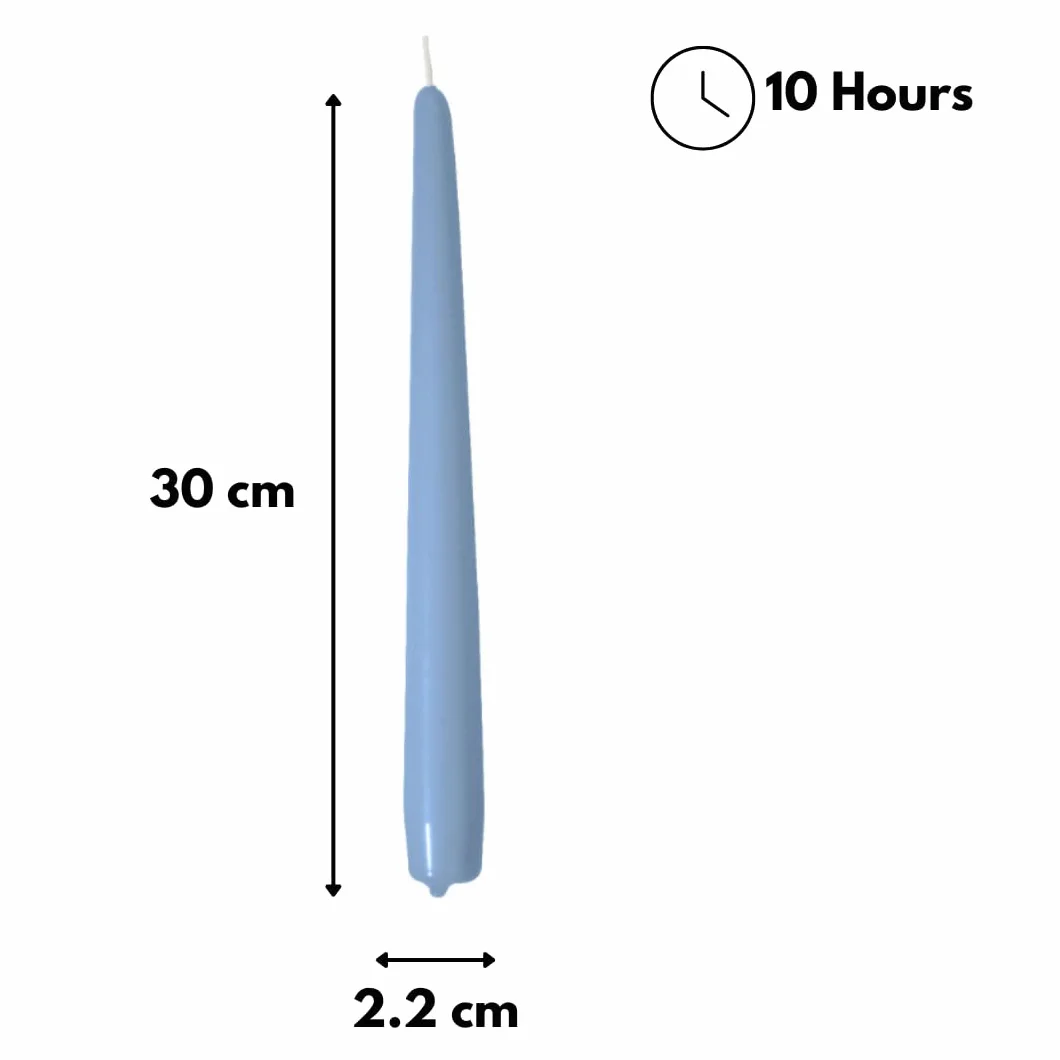 Świece stożkowe, Dusty Blue, średnica 2,2 cm, wysokość 30 cm, 12 sztuk