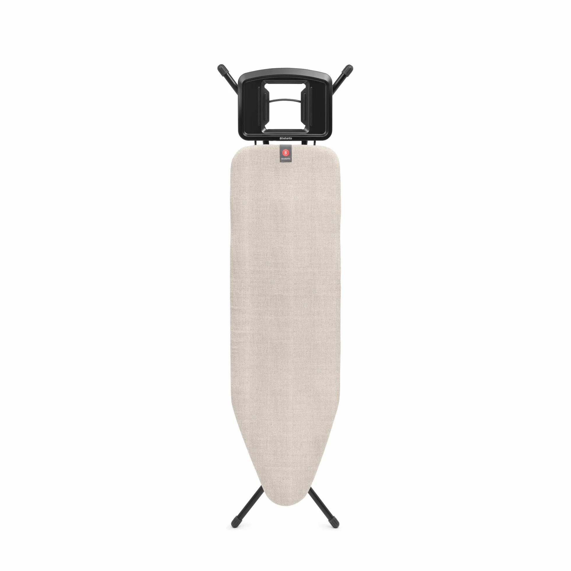 Brabantia Ironing Board B, 124x38cm - Denim Grey | 100% Fairtrade Cotton | 8mm Foam Layer | Stable & Anti-Wobble Frame | Foldable with Adjustable Height & Solid Steam Iron Rest