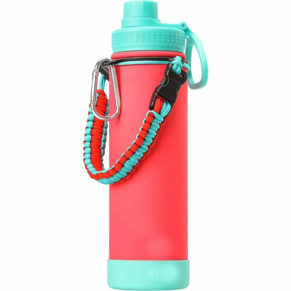 Izolowana butelka na wodę szerokie usta stalowy kubek z pokrywką szczelny podwójna ścianka vacuum flask 24h zimny kołnierz (22oz Green Blue)