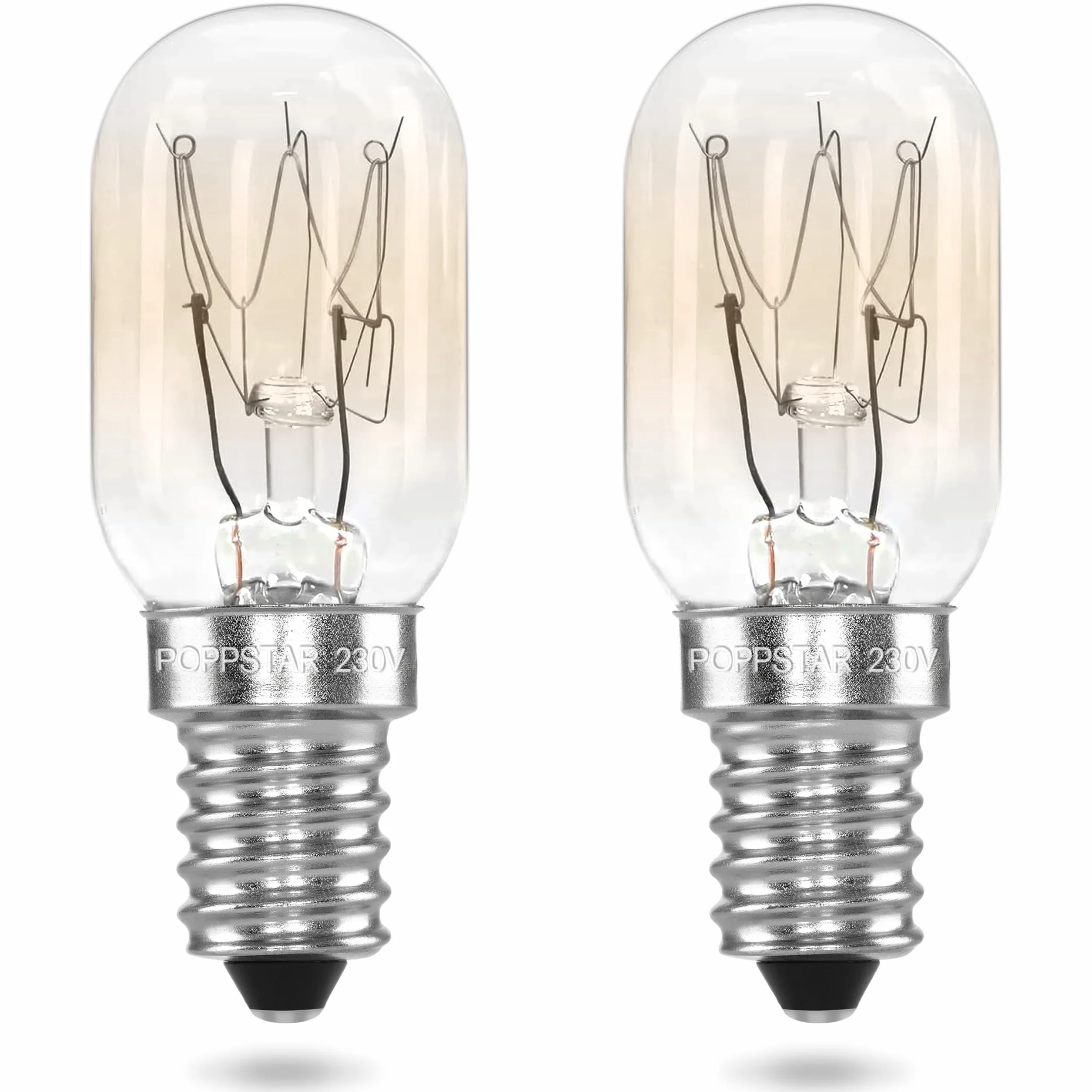 Poppstar 2 żarówki E14 15W do lodówek, maszyn do szycia, zamrażarek, lamp solnych (2700K ciepła biel, 150 lumenów)