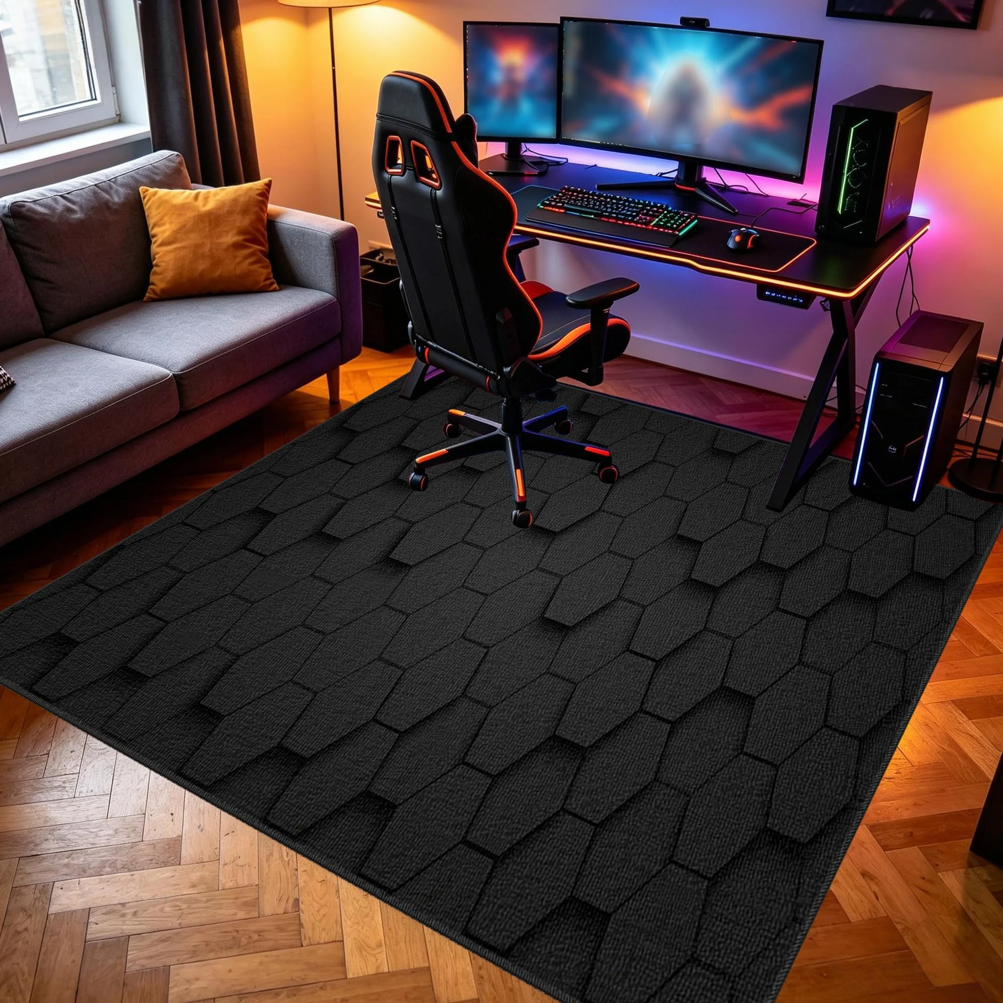 Dywanik dla graczy, antypoślizgowa mata podłogowa, 120 x 170 cm, mata ochronna na podłogę, do pokoju gamingowego, do obszaru zabaw, podkładka pod krzesło gamingowe