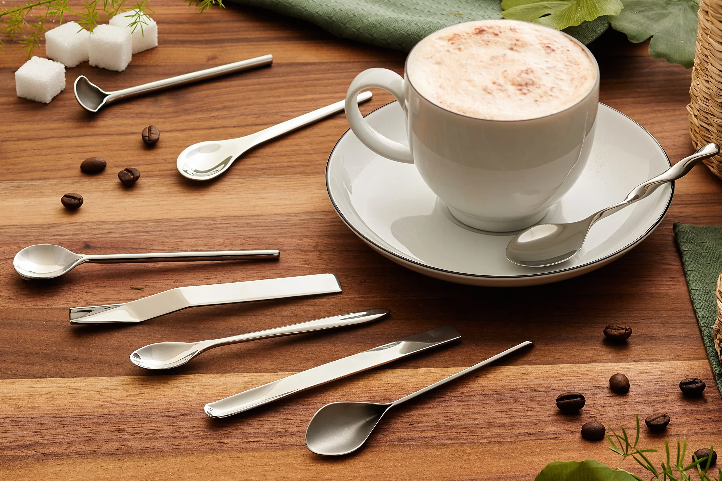 Alessi Il caffè/tè Alessi MSPOONSET – zestaw 8 łyżek do kawy, ze stali nierdzewnej 18/10, polerowane, srebrne