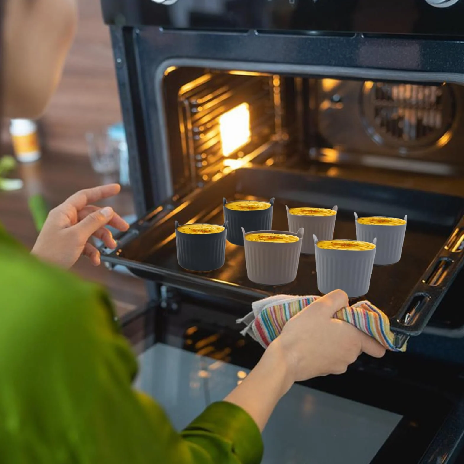 6 sztuk silikonowych form do Airfryer, wielokrotnego użytku akcesoria do Airfryer formy do jajek, wymienne papier do pieczenia akcesoria do urządzenia do smażenia na gorąco do przygotowywania ciast