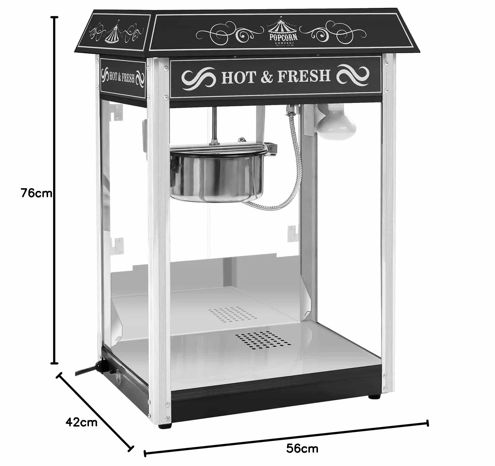 Royal Catering Maszyna do popcornu 1600 W 5 kg/h retro czarna