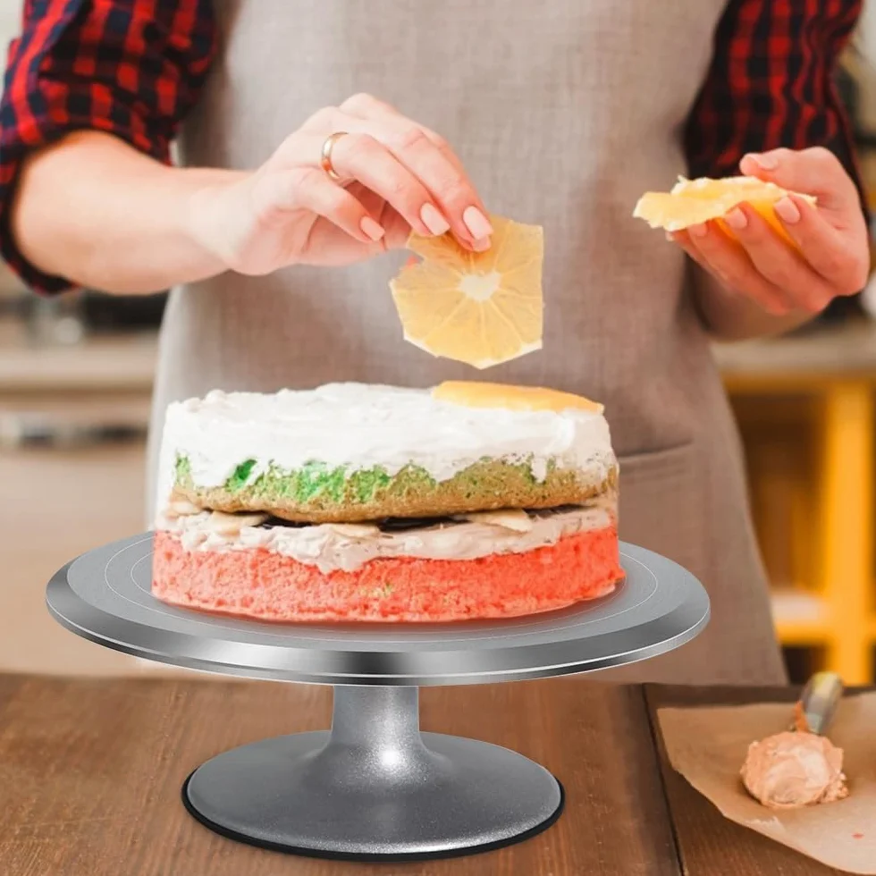 Uten Stojaki na ciasto, gramofon do ciasta, 30 cm aluminiowy stojak do dekorowania ciast, obrotowy stojak na ciasto z antypoślizgowym gumowym spodem, ładne narzędzia do pieczenia