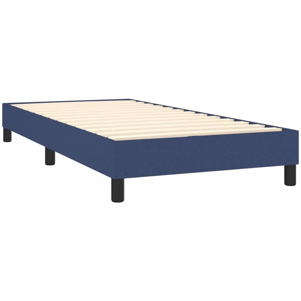 Tkaninowe z regulowanym zagłówkiem Łóżko kontynentalne Niebieski 90x190 cm | Łóżko kontynentalne z materacem niebieskie tkanina 90x190 cm regulowany zagłówek