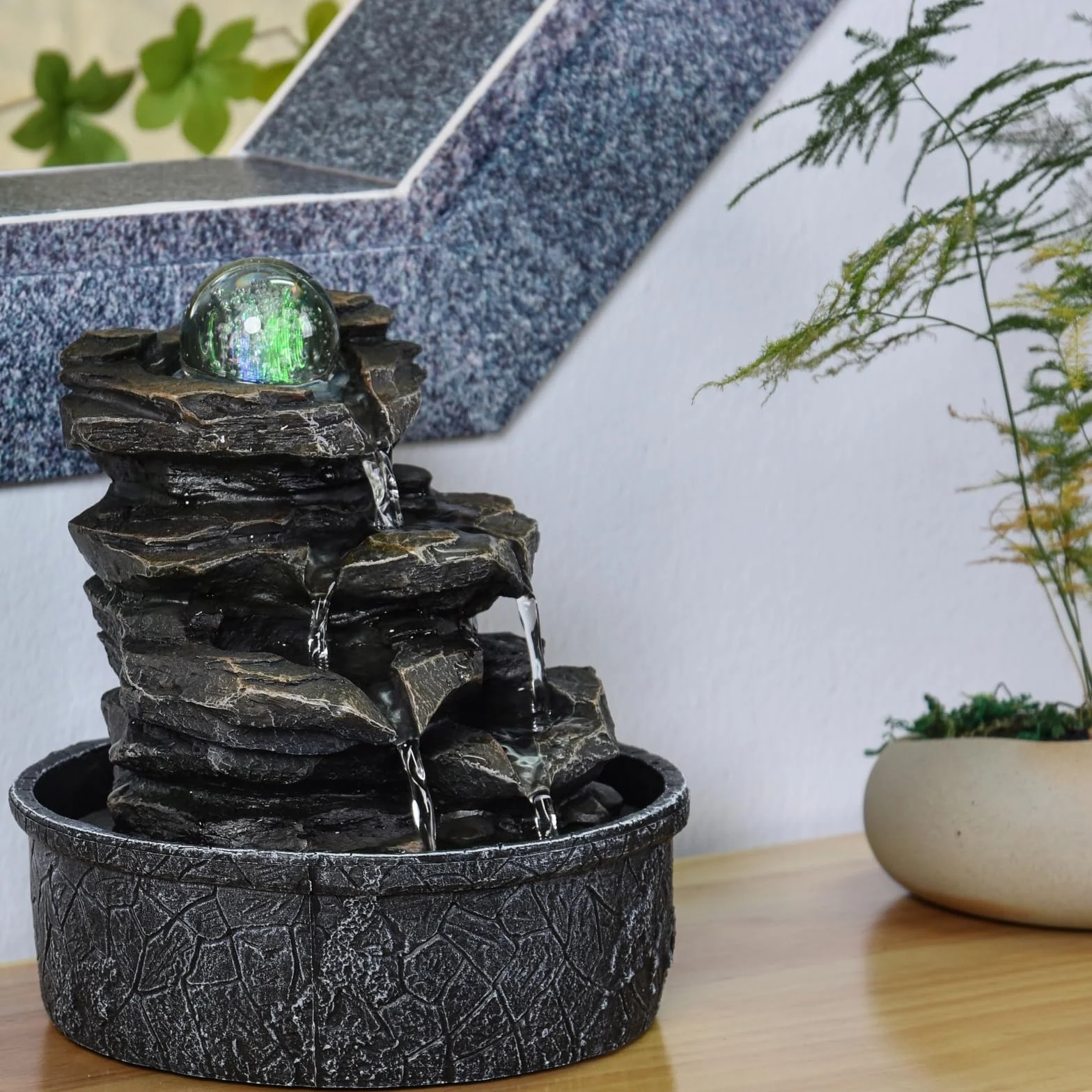 Zen Light Little-Rock Fontanna Dekoracyjna, Ciemnobrązowy, 20 x 20 x 23 cm
