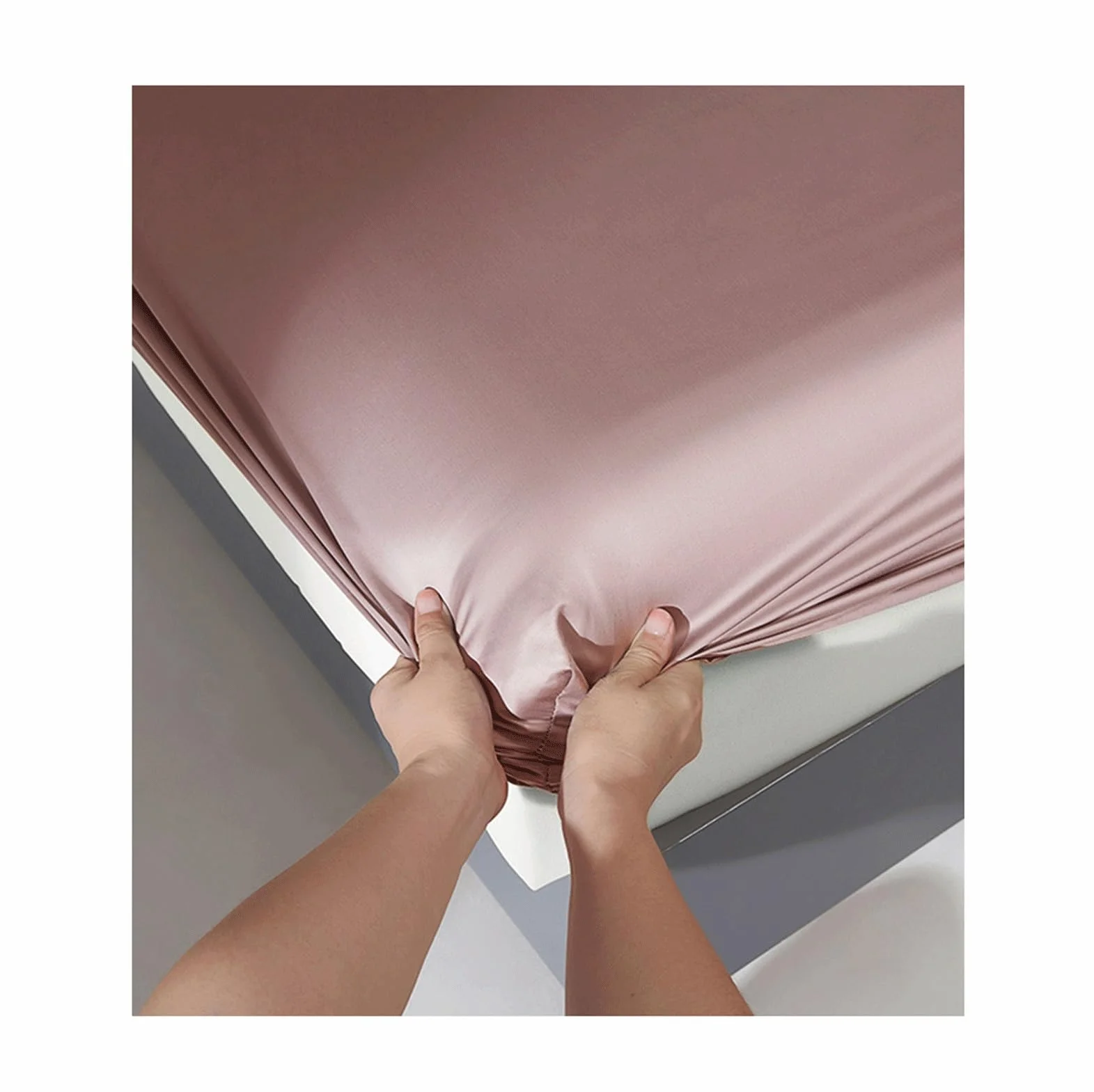 Prześcieradło z gumką 90 x 200 cm do 200 x 220 cm 60 S bawełna z długimi włóknami, prześcieradłem dwuosobowym i na łóżko podwójne (jasnoszary, 180 x 200 cm)