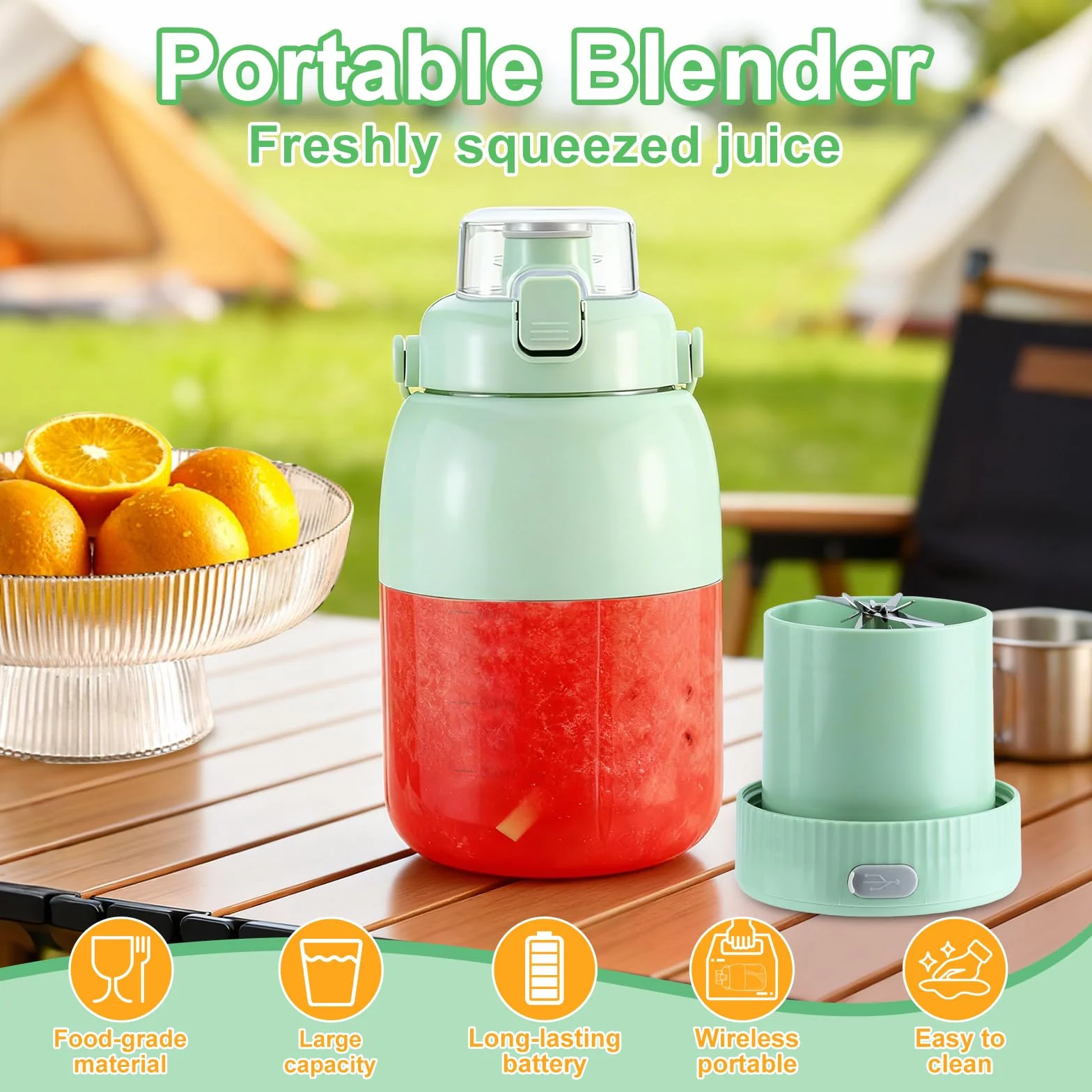 800ml Przenośny blender sokowirówka, Elektryczna wyciskarka do cytrusów & Smoothie Maker na wynos, Butelka na świeży sok, Wolny od BPA, Łatwy w czyszczeniu, dla zdrowia