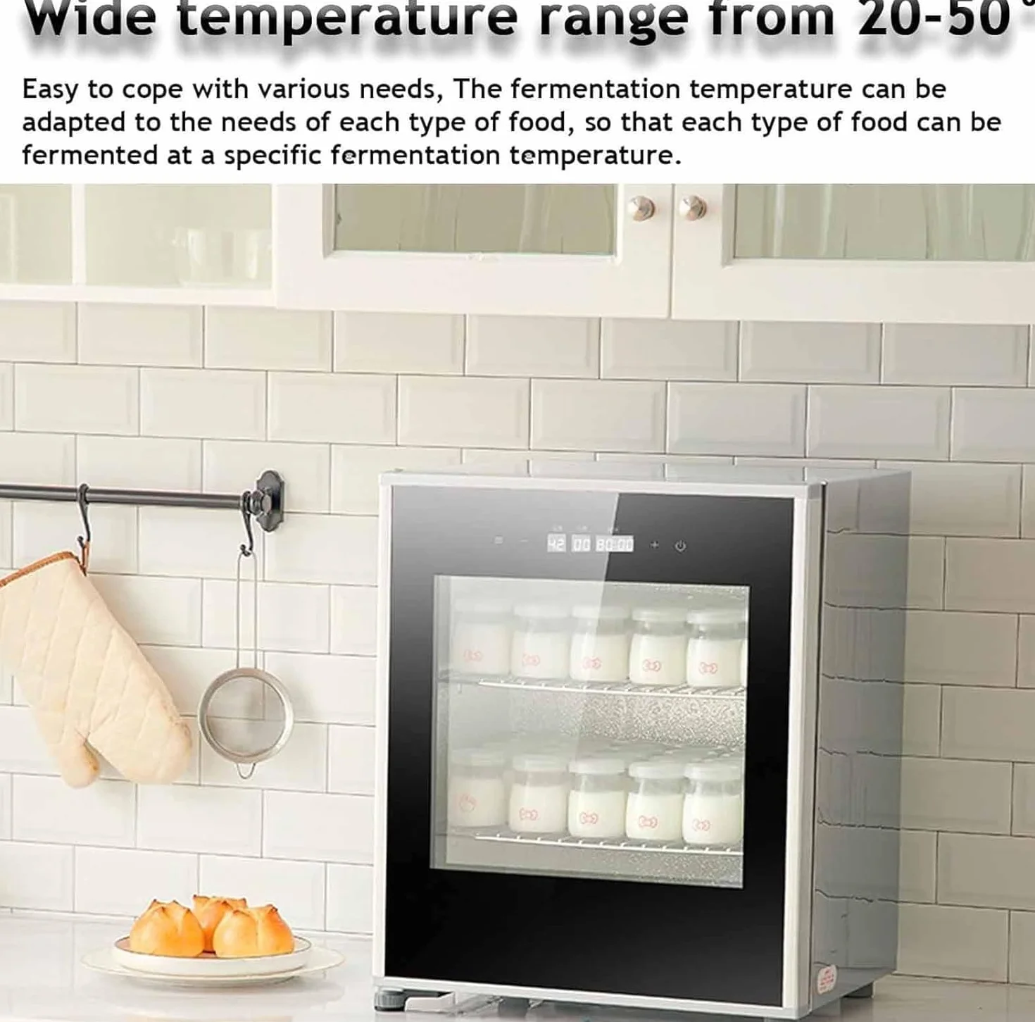 40L Elektryczna maszyna do fermentacji ciasta, skrzynka do fermentacji chleba, z regulowaną kontrolą temperatury (20-50 ° C) i timerem, jednolita fermentacja