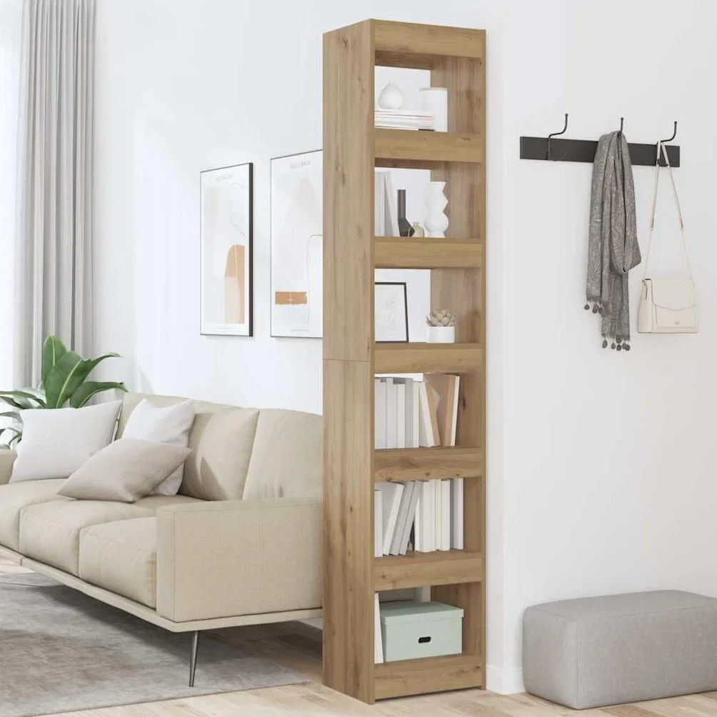 Générique Bibliotheque Bois Ingenierie 40x30x198 cm Chene | Półka etroite 40 cm, Szafka do przechowywania książek, do użytku jako separator, uchwyt ścienny w zestawie