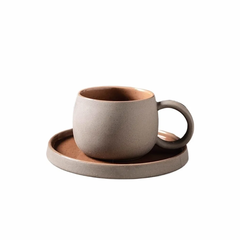 Zestaw filiżanek do herbaty i spodków, kubek do kawy biuro popołudniowa herbata filiżanka do kawy i spodek prosty ceramiczny kreatywny zestaw kubek śniadanie mleko filiżanka filiżanka do kawy (A)