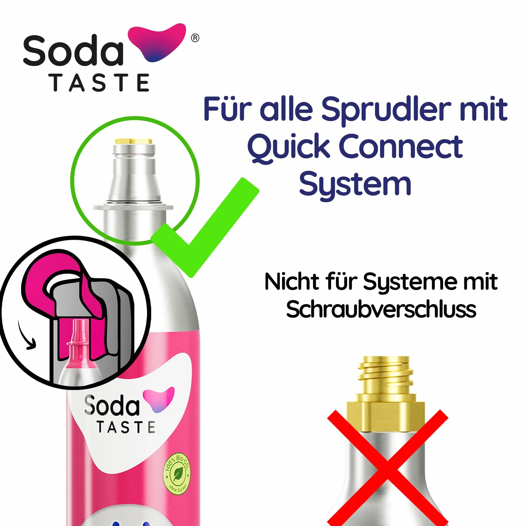 SodaTASTE Quick Classic zestaw cylindrów CO2 (cylinder zapasowy) do saturatora z systemem Quick Connect, do 240 l wody gazowanej