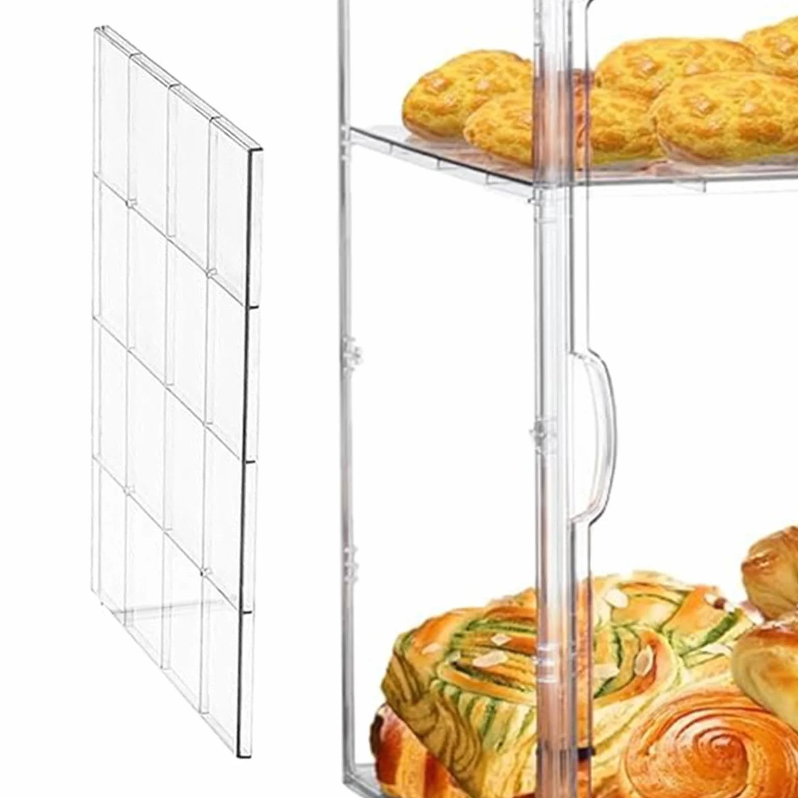 Gablota Akrylowa Regulowany Przezroczysty Akrylowy Pojemnik Ekspozycyjny | Duży pojemnik na chleb Blat Kuchenny Spiżarnia Dom Lodówka Żywność Tosty Bochenki Ciasto Bajgle Bułki
