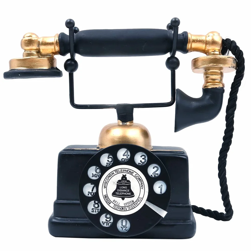 Retro kreatywny antyczny telefon dekoracyjny z żywicy numeracja do dekoracji kawiarni, baru, okna, akcesoria do wystroju domu (czarny)