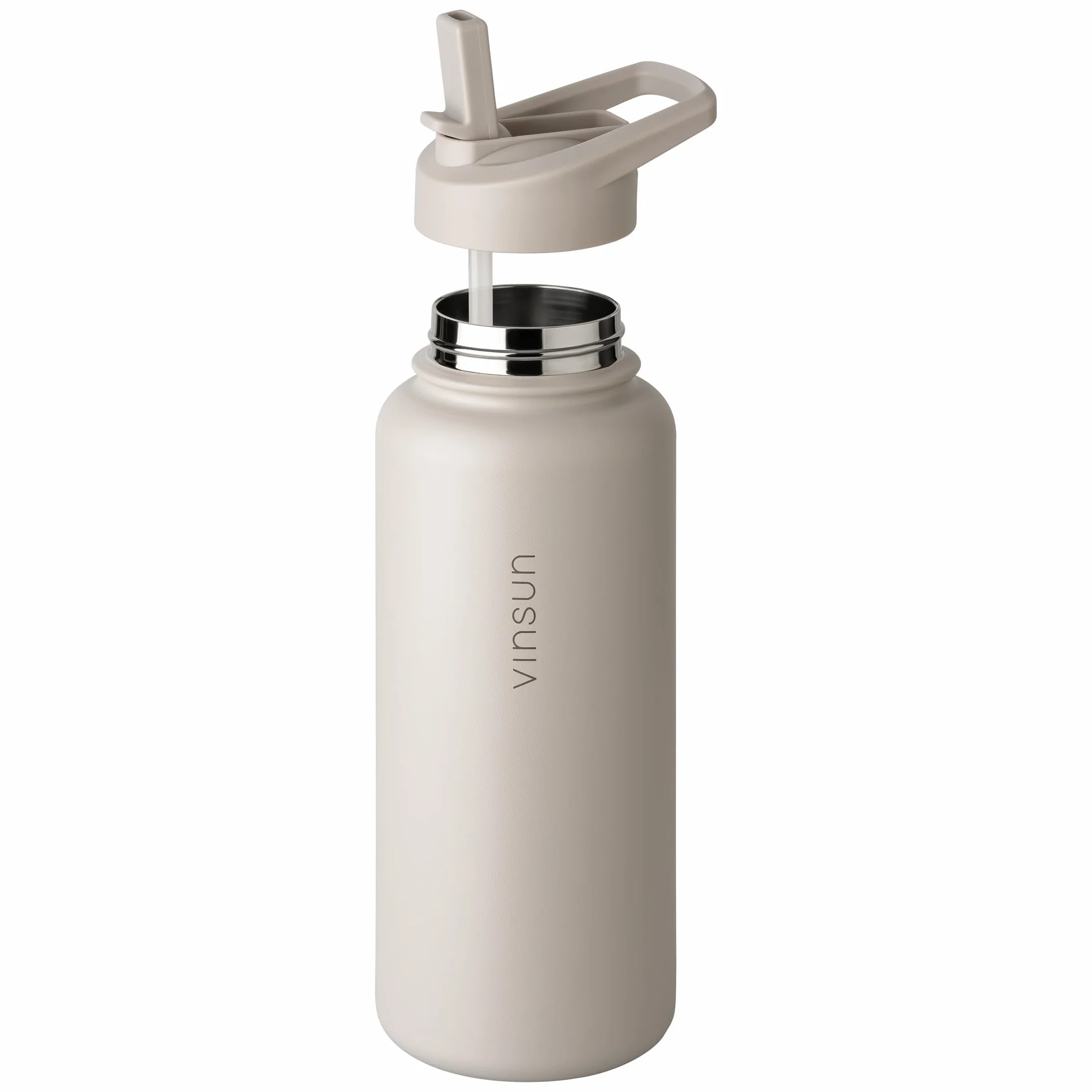 VINSUN Butelka do picia, stal szlachetna, 1 l / 750 ml, słomka lub otwór do picia, szczelna, do napojów gazowanych, bez BPA, termos do uprawiania sportu, do szkoły, biura, na rower