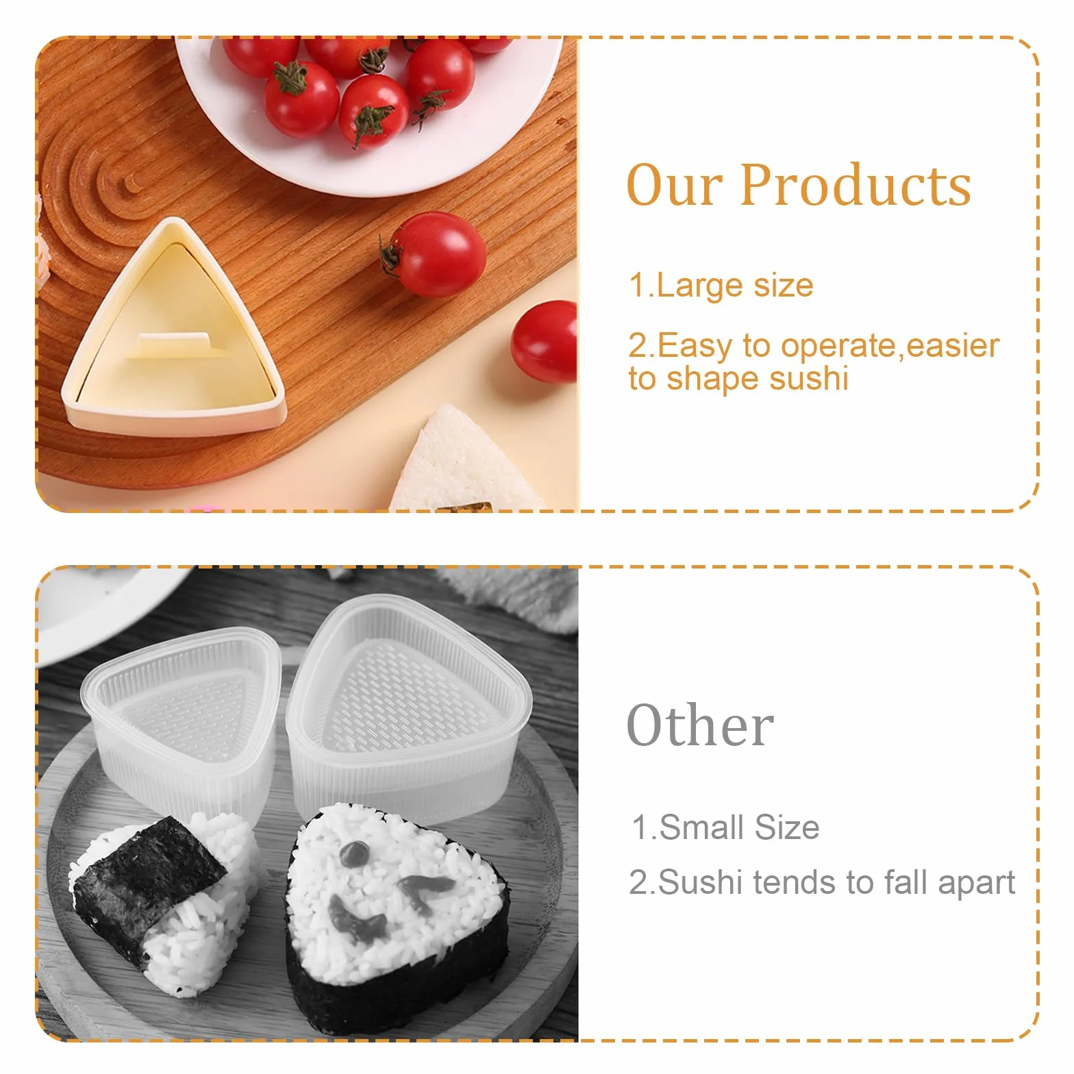 3 formy do samodzielnego przygotowania sushi i kulek ryżowych Onigiri Maker, gładka powierzchnia, łatwa do czyszczenia, odpowiednia dla początkujących