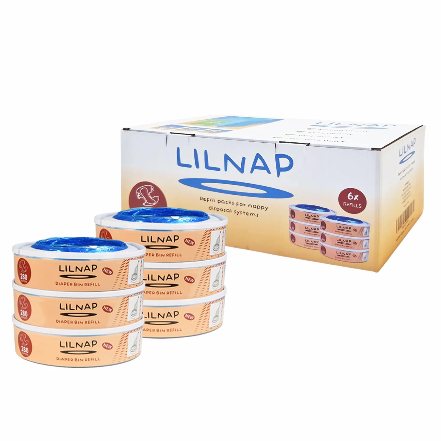 LILNAP - Wkłady kompatybilne z Angelcare Kosz na pieluchy | Wielowarstwowa folia antybakteryjna z powłoką EVOH antyzapachową