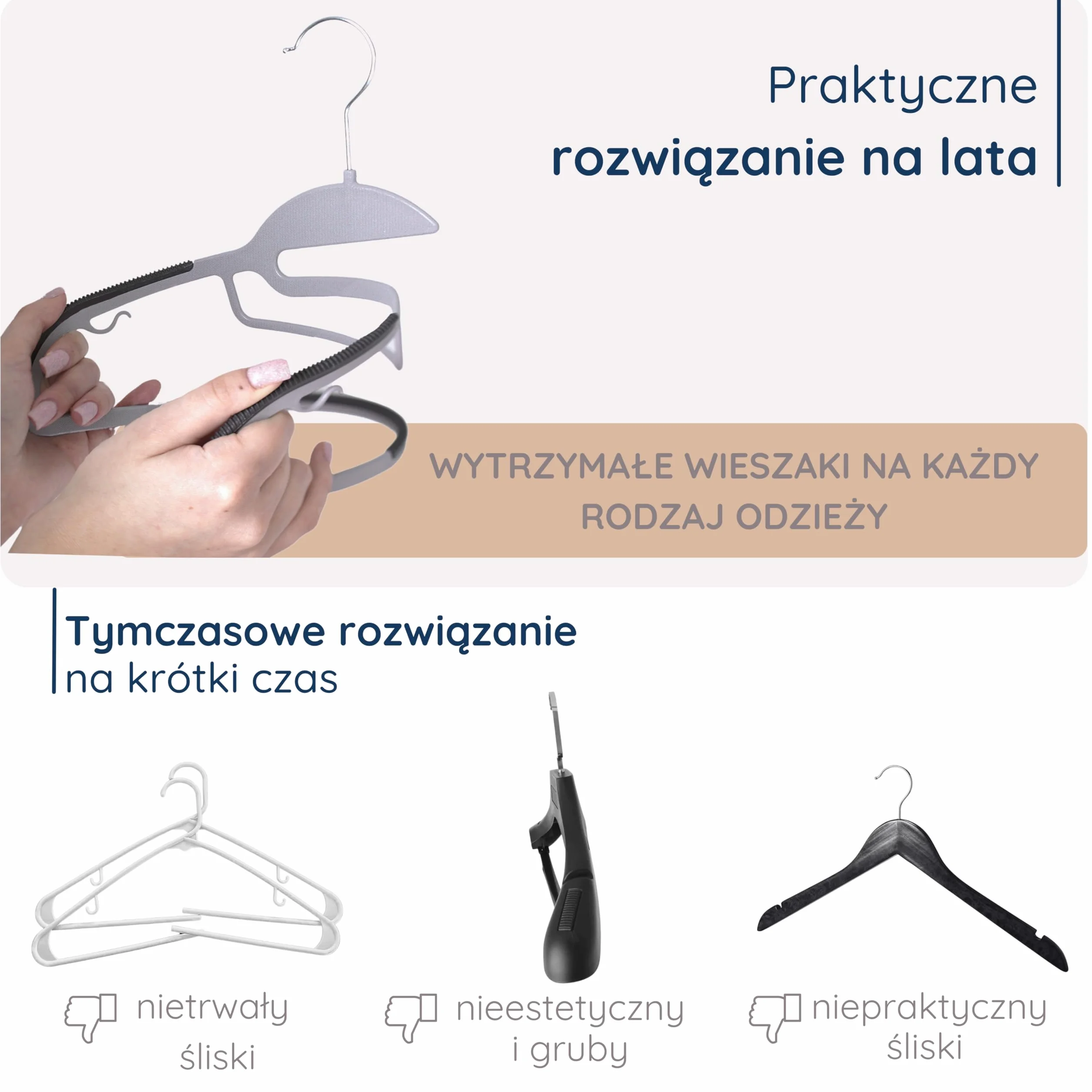 4CONVY Wieszak na ubrania, kurtki, spodnie – wieszak na garnitury z tworzywa sztucznego do szafy z antypoślizgowymi nakładkami – nie zajmuje dużo miejsca, 20 sztuk, kolor szary
