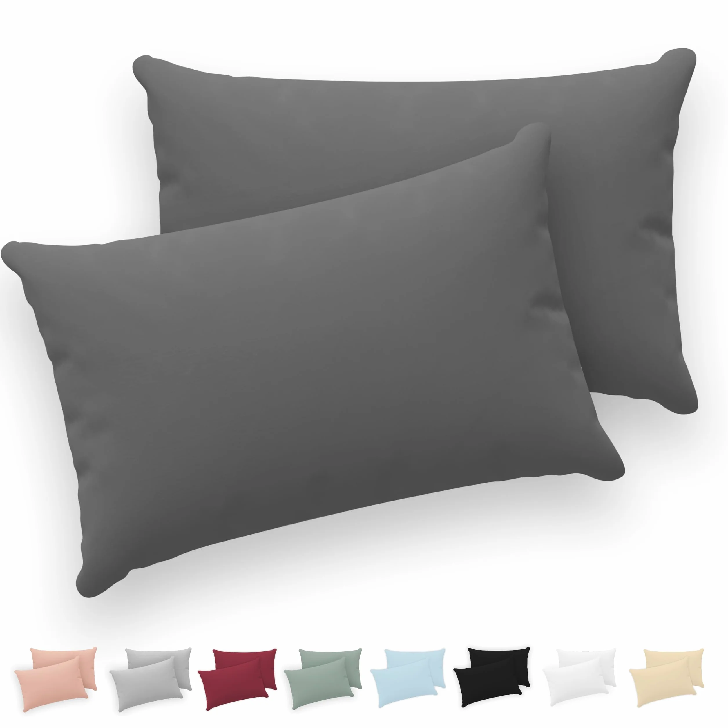 Poszewka na poduszkę 40x60 cm 100% bawełna Jersey 150 GSM antracytowa zamek błyskawiczny Oeko-Tex zestaw 2 sztuk