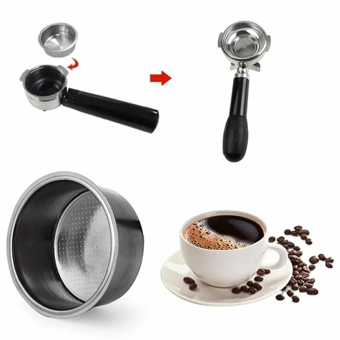 Filtr do kawy kubek ze stali nierdzewnej sitko do kawy bez ciśnienia filtr kosz produkty do kawy akcesoria kuchenne 51 mm