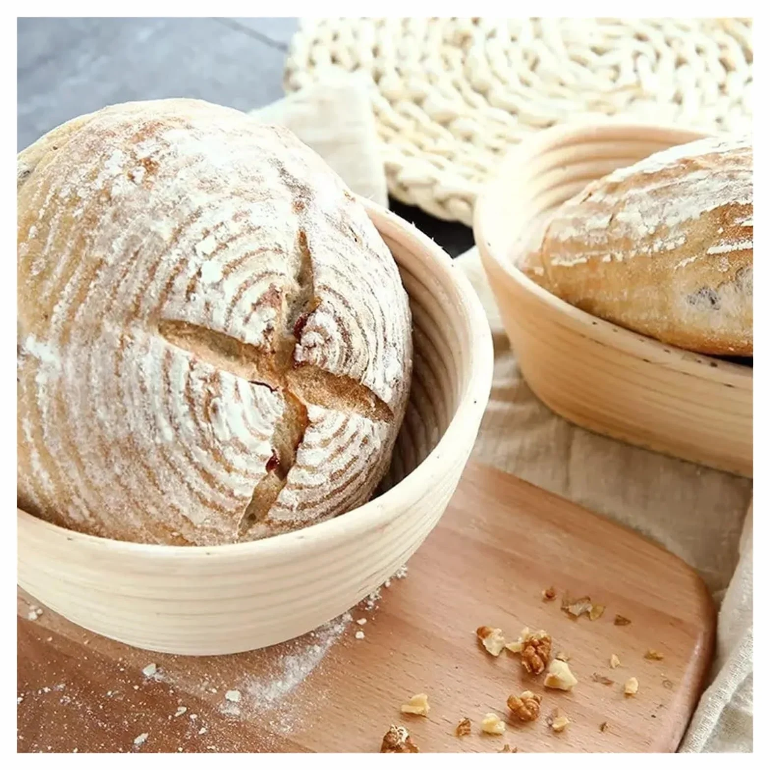 Ręcznie robiona rattanowa miska do pieczenia z wikliny rattanowej, koszyk fermentacji ciasta na chleb(Oval 35X15X7)
