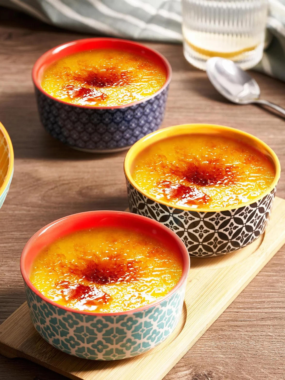DOWAN Creme Brulee 6-częściowy zestaw miseczek do sufletu, 120 ml, porcelanowe foremki do sufletów, małe naczynie do zapiekanek, miski Ragout Fin, nadają się do kuchenki mikrofalowej, Airfryera i