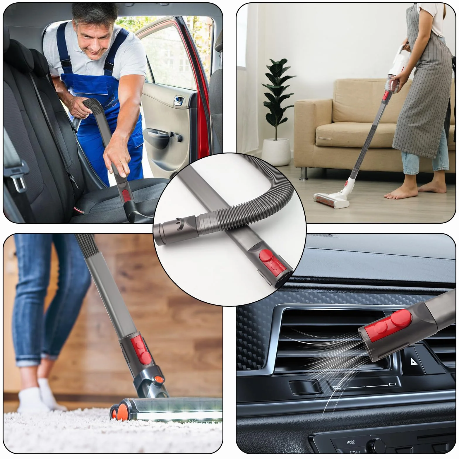 Elastyczna ssawka szczelinowa do Dyson V6, V7, V8, V10, V11, V12, V15, dysza do odkurzacza, wąż z elastyczną ssawką szczelinową i długą płaską dyszą, do suszarek, otworów wentylacyjnych i samochodów