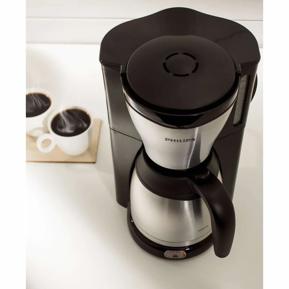 Philips Café Gaia Ekspres przelewowy do kawy,1,2 l Dzbanek termiczny utrzymuje temperaturę, Satynowy Beżowy (HD7546/20) & Philips AquaClean Antywapienny Filtr Wody do Ekspresów do Kawy (CA6903/10)