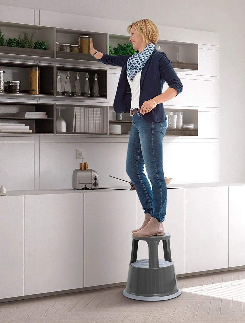 Wedo 212102 metalowy taboret na kółkach z atestem TÜV i GS, wysokość 43 cm, nośność 150 kg, czerwony