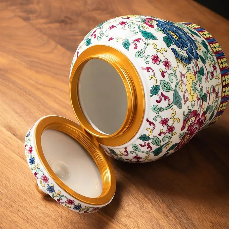 CMBSSTFC Zestaw do herbaty Niebiesko-białe kolorowe puszki na herbatę Ceramiczne, odporne na wilgoć, zamknięte puszki w stylu chińskim Czarna herbata do użytku domowego Biała herbata Luźne puszki do