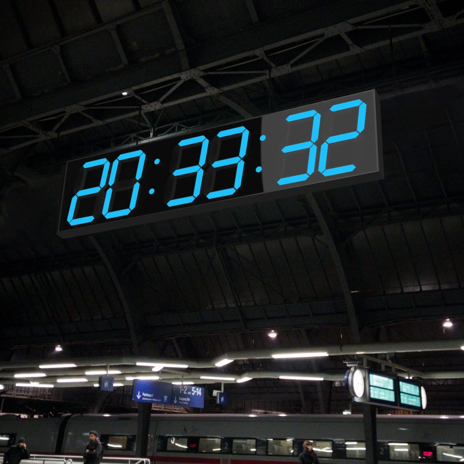 CHKOSDA Cyfrowy zegar ścienny, ponadwymiarowy zegar cyfrowy LED z automatycznym ściemniaczem, ogromny timer z pilotem zdalnego sterowania, wyświetlacz LED o szerokości 74 cm, 6 cyfr（Lodowy Błękit）