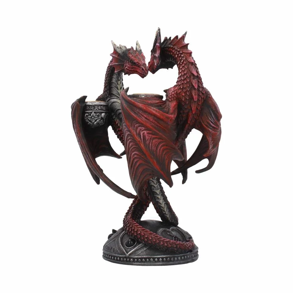 Nemesis Now Dragon Heart Anne Stokes Valentine Edition świecznik 23 cm czerwony, żywica, jeden rozmiar