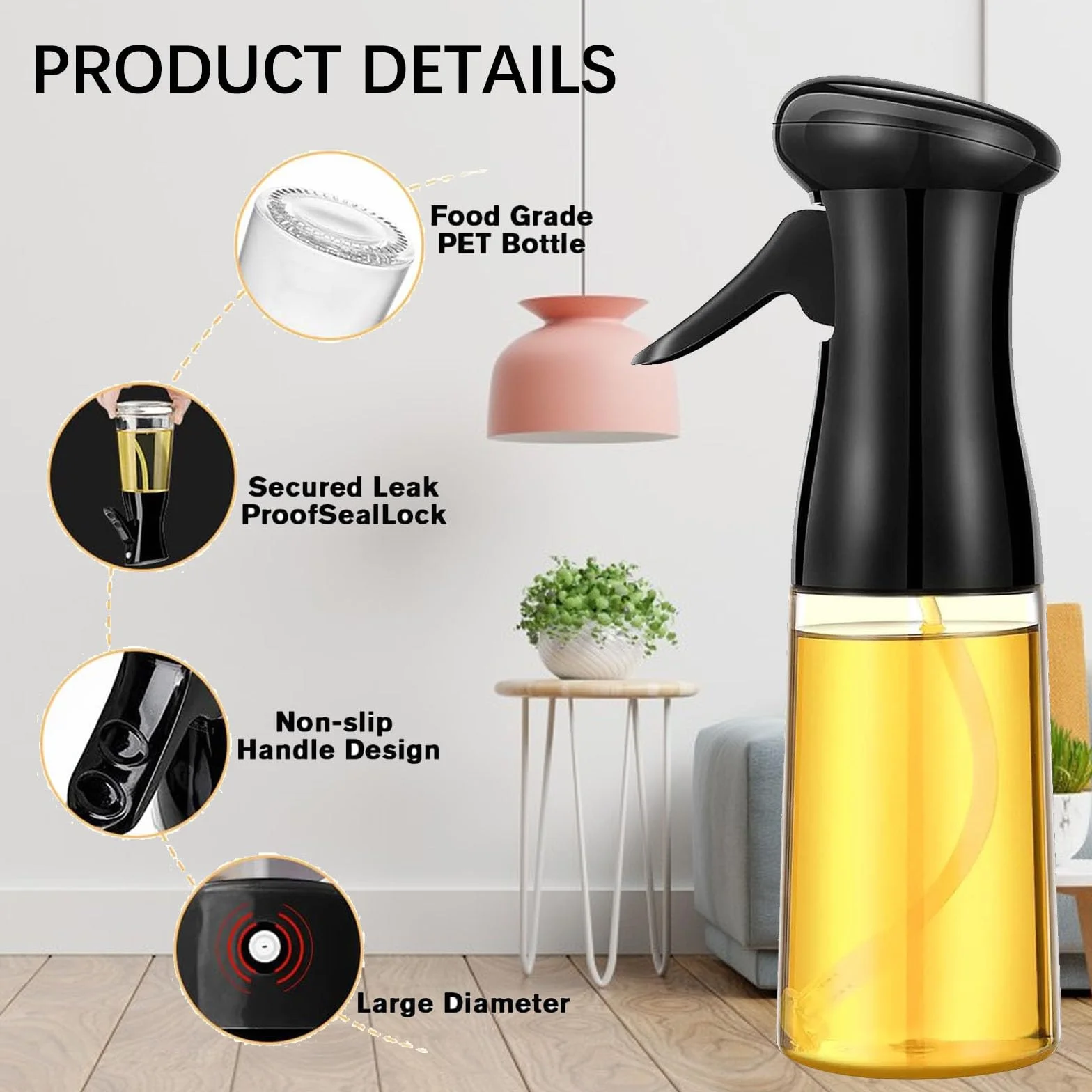 Opryskiwacz do oleju, Opryskiwacz oleju do frytkownicy powietrza, 220 ml, opryskiwacz do oleju ze szkła,spray do oleju kuchennego,do gotowania, do kuchni, do sałatki, grilla, pieczenia