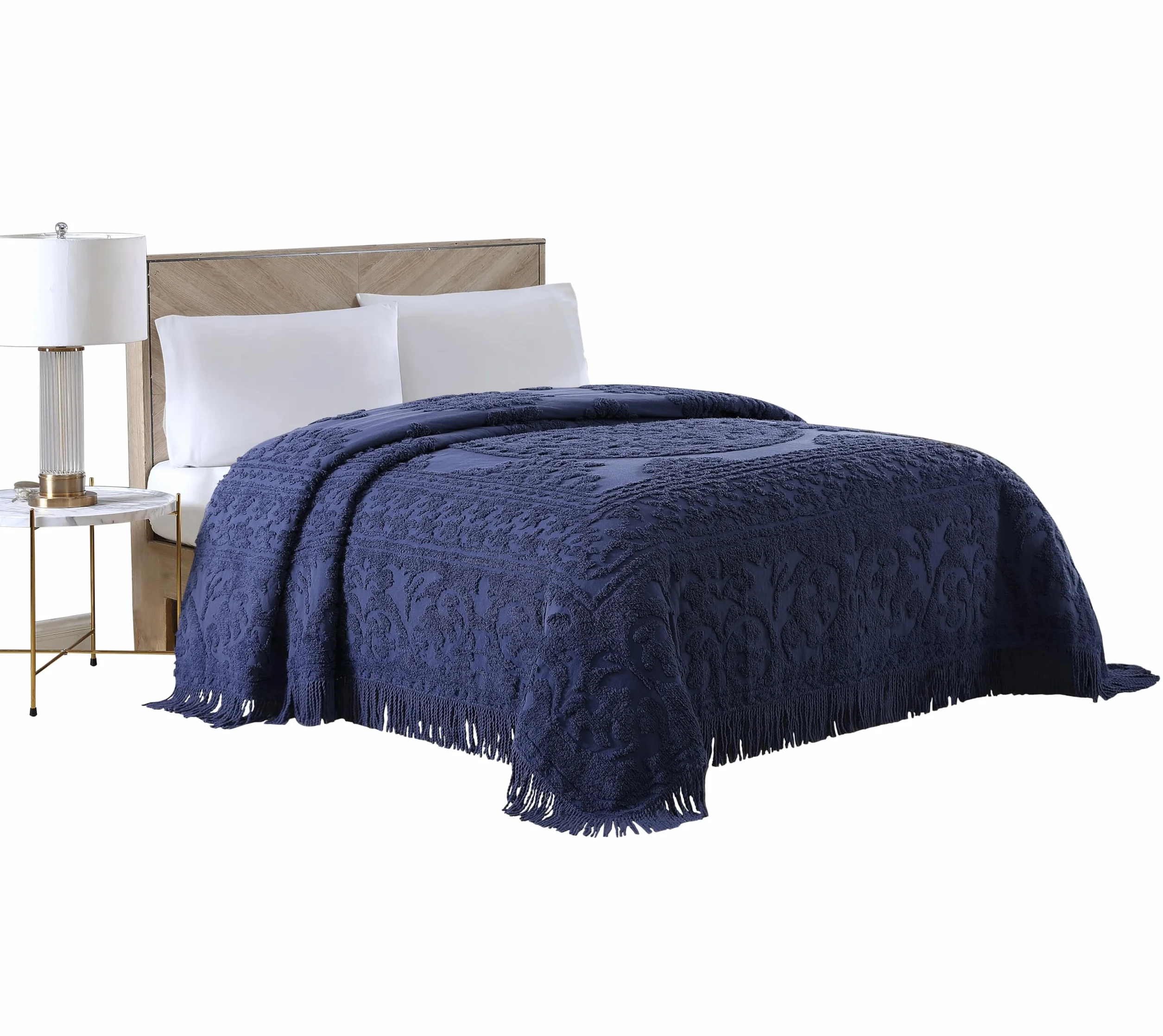 Beatrice Home Fashions Narzuta na łóżko szenil granatowy